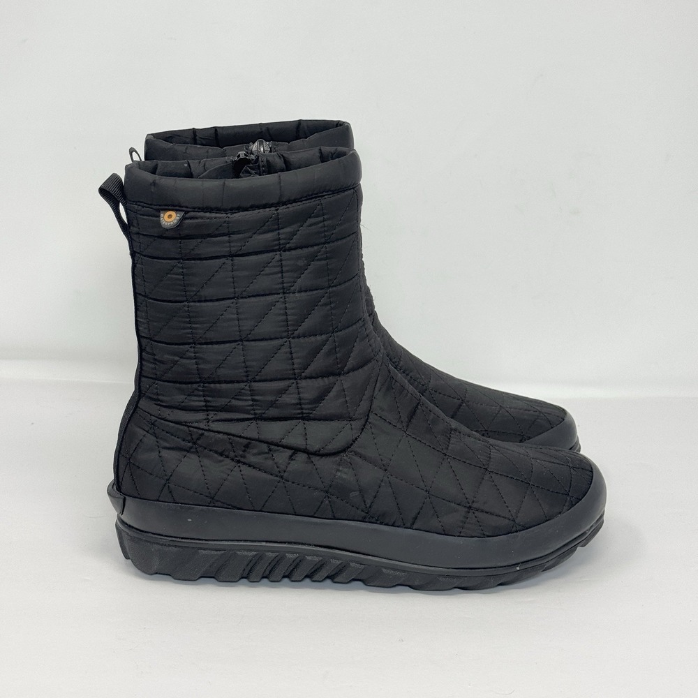 Bogs Snowday II Mid Waterproof Boot Women 10 US Black Quilted Work Outdoors - Picture 2 of 9